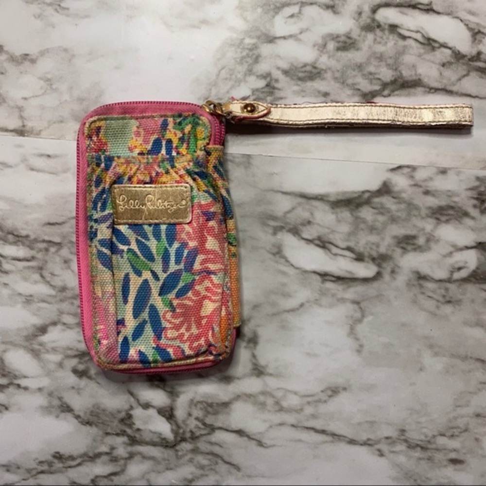 Lilly Pulitzer Colorful Floral Wristlet Wallet with Strap